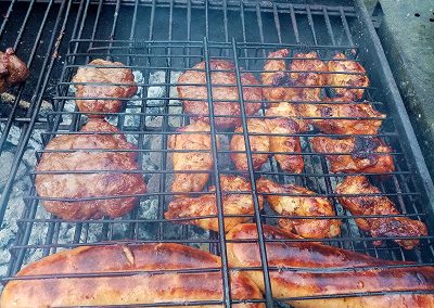 BBQ Chicken Wings and sausages